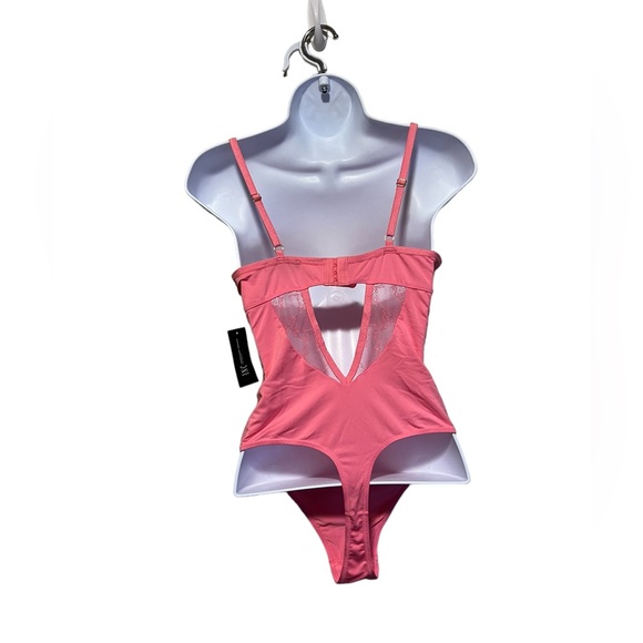 NWT INC International Concepts Micro Lace Thong Bodysuit Gemstone Pink - Picture 4 of 6